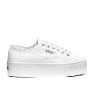 SUPERGA White Platform Sneakers